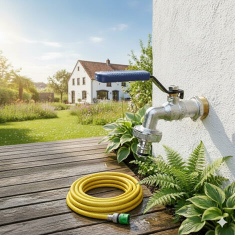 Double Robinet de Jardin-3/4'' Pouce Robinet d'eau en Laiton Robinet Exterieur Mural avec 2x 3/4