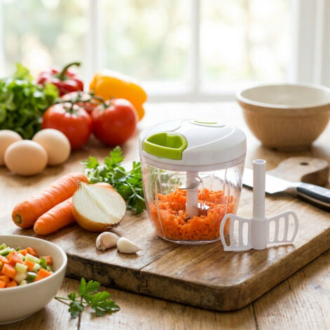 Mini Hachoir Manuel Multifonction 200 Ml – Oignon, Ail, Légumes, Noix – Tireur à Corde – Sans Électricité