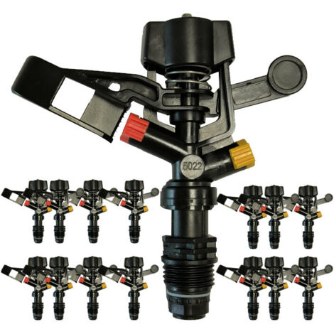 Lot 10 Arroseurs à Impulsion Réglables 1/2" – Portée 8-13 M, Circulaire Ou Sectoriel 30°-360°, Idéal Pelouse, Jardin, Potager