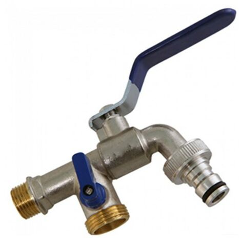 WATERGO Premium Robinet d'extérieur double 1/2 pouce noir en laiton avec 2x 3/4 pouces de sortie e-Book résistant à la rouille et au gel jardin, le ménage et l'industrie
