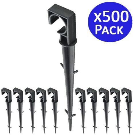 50 Piquets Fixation Tuyau Arrosage - Ancrage Sol Jardin, Noir Résistant UV