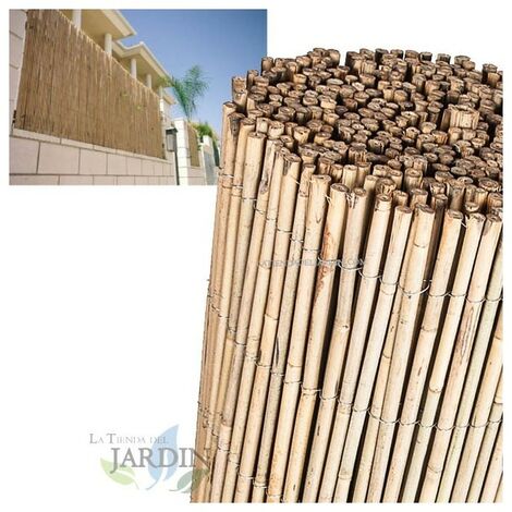 Canisse en bambou entier pour jardin, 1 x 5 m, utile pour l'occultation, la  délimitation ou les ombrages