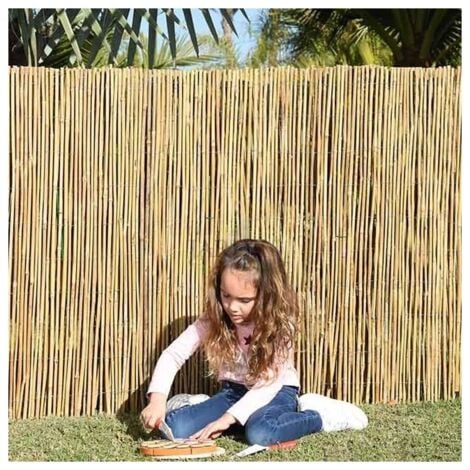 Canisse en bambou naturel entière 2 x 5 mètres, Occultation 95%, tiges de bambou naturelles pour terrasses et jardins