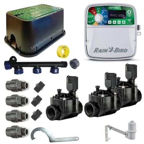 Kit d'irrigation automatique Rain Bird 24 V à 3 zones pour tuyau de 32 mm  Comprend un programmateur, des électrovannes et des
