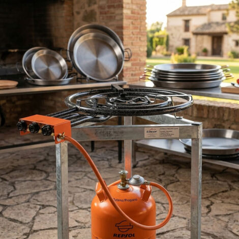 Trepied Paella VAELLO Réchaud à Paella émaillé 70cm - Brûleur Gaz Trepied Paella VAELLO Réchaud à Paella émaillé 70cm - Brûleur Gaz