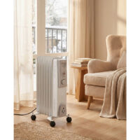 Radiateur à Huile Électrique 1500W 7 Ailettes – Chauffage Mobile Silencieux Avec Thermostat – Gris