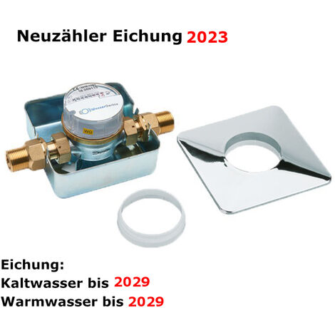 Unterputz Wasserzähler kalt 1/2" und 15mm Lötanschluss x 80mm, Qn 1,5, inkl. Rosette + Distanzring