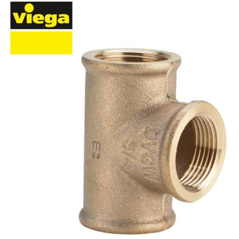 Viega Rotguss Winkel, Fitting, Rotguss T-Stück, 3/8" IG/IG/IG, Modell 3130