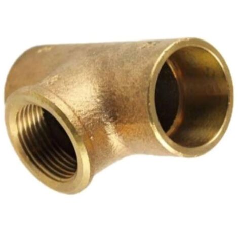 T-Stück I/IG/I, Lötfitting aus Rotguss, 15mm x 1/2 x 15mm, Trinkwasser Fitting