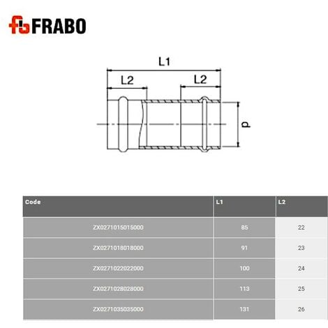 Edelstahl Pressfitting Schiebemuffe I I Mm Frabopress V V Kontur