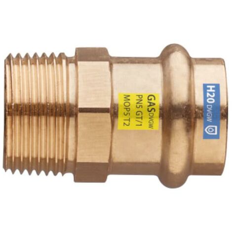 FRABO Kombi Übergangsstück I mit AG, Rotguss, Gas Wasser, V Kontur 18mm x 1/2" AG