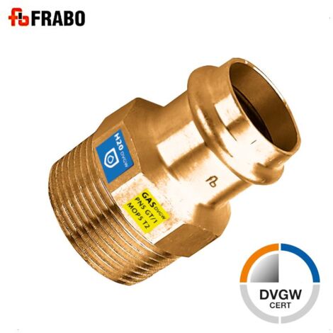 FRABO Kombi Übergangsstück I mit AG, Rotguss, Gas Wasser, V Kontur 15mm x 1/2" AG