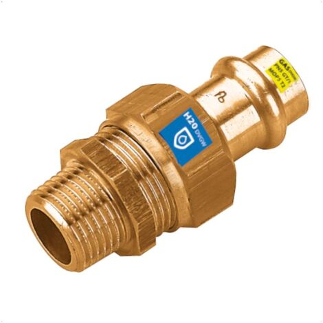FRABO Kombi Verschraubung mit AG flachdichtend, 18mm x 3/4, Rotguss, Gas Wasser, V Kontur