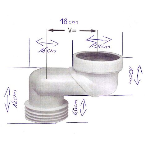 WC Versprungbogen DN100 x 180mm weiss, WC Anschluss waagerecht