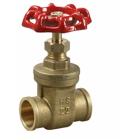 Absperrventil, Muffenschieber 22mm Lötanschluss, bis 130°C, voller Durchgang, PN16