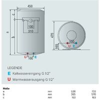 G1/2'' Elektrische Warmwasserspeicher Warmwasserbereiter für Küche Badezimmer 