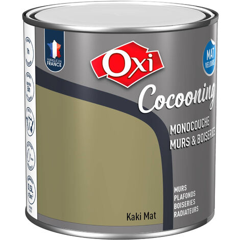 Peinture d'intérieur monocouche pour murs & boiseries fini mat velours OXI COCOONING MURS & BOISERIES MAT VELOURS Kaki 0.5 litre (1/2)