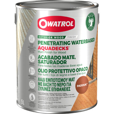 Owatrol – Saturateur bois à l'eau 5 litres – Protection pour bois dur et exotique – Application facile en extérieur – Finition mate durable