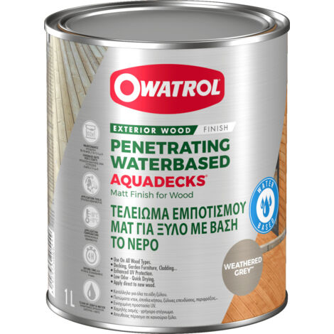 Owatrol – Saturateur bois à l'eau 1 Litre gris vieux bois – Protection durable pour teck et résineux – Application facile en extérieur