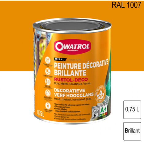 Peinture antirouille pour métal 0,75L – Finition brillante RAL 1007 jaune narcisse – Protection renforcée contre la rouille – OXI (1/4)