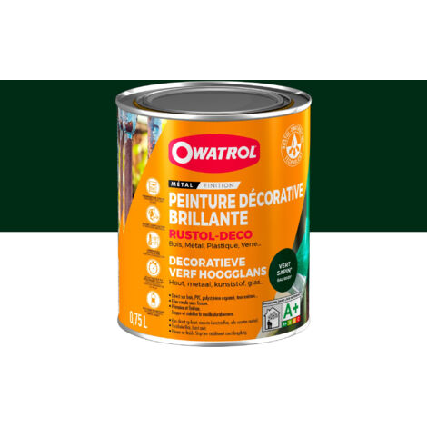 Peinture antirouille décorative Owatrol RUSTOL DECO BRILLANT Vert Sapin (RAL 6009) 0.75 litre (1/3)