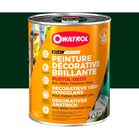 Peinture antirouille décorative Owatrol RUSTOL DECO BRILLANT Vert Sapin (RAL 6009) 2.5 litres (1/3)
