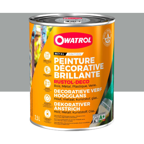 Peinture décorative antirouille Rustol Deco RAL 7040 Gris fenêtre brillant 2,5L OWATROL (1/3)
