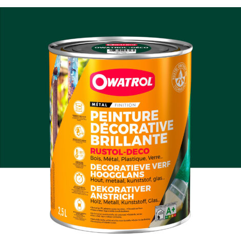 Peinture antirouille décorative Owatrol RUSTOL DECO BRILLANT Vert Mousse (RAL 6005) 2.5 litres (1/3)