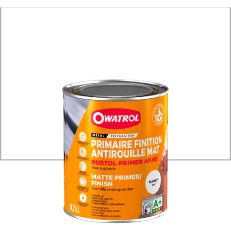 Owatrol – Primaire antirouille finition mate pour métal 0.75 litre – Protection UV renforcée – Résistance jusqu'à 175°C – Application facile
