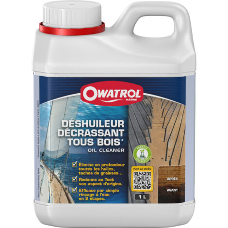 Owatrol – Déshuileur et décrassant pour bois dur 2.5L – Action rapide 5 à 10 minutes – Formule gélifiée ne coule pas – Pour terrasses et mobilier extérieur