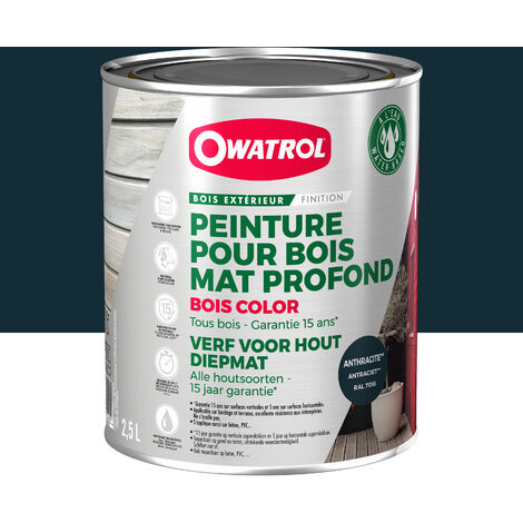 Owatrol – Peinture opaque pour bois extérieur – Finition mate – Gris anthracite RAL 7016 – 2.5 litres – Microporeux pour bois dur et exotique
