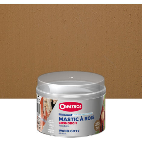 Owatrol – Mastic à bois intérieur et extérieur – Chêne moyen – Réparation rapide en 10 minutes – Pour bois dur et mobilier de jardin – Boîte de 500 g
