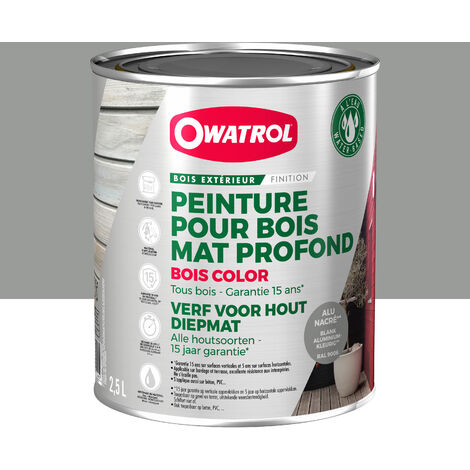 Owatrol – Peinture opaque pour bois extérieur – Finition mate – Alu nacre RAL 9006 – 2.5 litres – Microporeux pour tous types de bois
