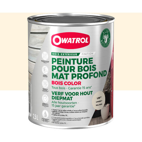 Peinture pour bois extérieur opaque - Finition Mate Owatrol BOIS COLOR Lin RAL 9001 2.5 litres