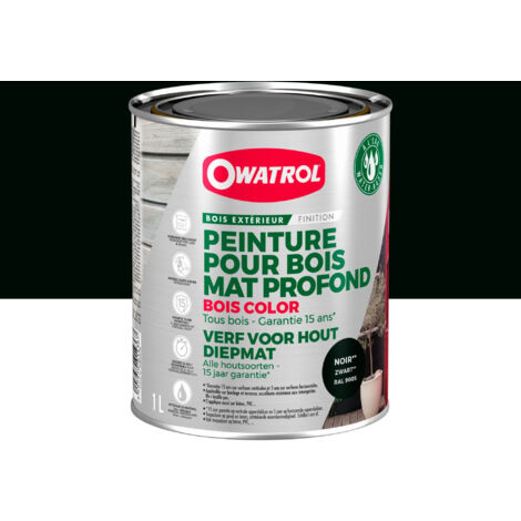 Owatrol – Peinture opaque pour bois extérieur – Finition mate – Noir profond (RAL 9005) – 1 litre – Durabilité 15 ans en bardage vertical