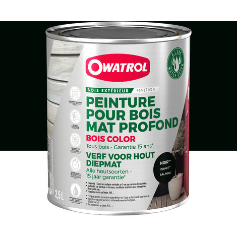Owatrol – Peinture opaque pour bois extérieur – Finition mate – Noir profond (RAL 9005) – 2.5 litres – Microporeux pour bois dur et exotique