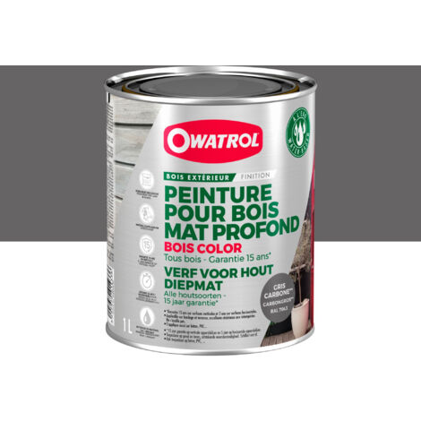Peinture pour bois extérieur opaque - Finition Mate Owatrol BOIS COLOR Carbone RAL 7043 1 litre