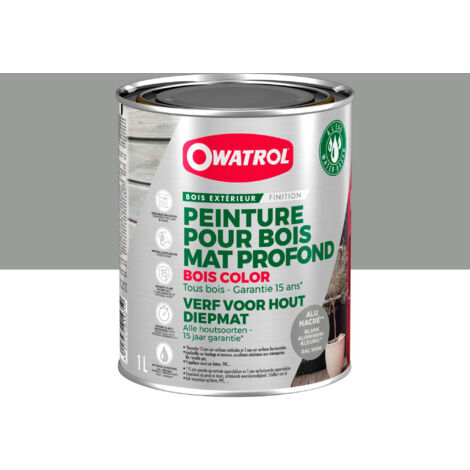 Peinture pour bois extérieur opaque - Finition Mate Owatrol BOIS COLOR Alu Nacre (RAL 9006) 1 litre