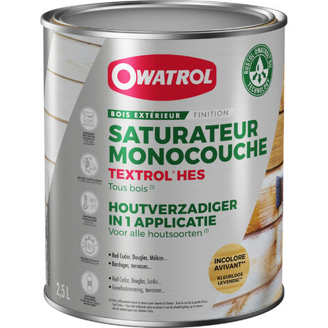 Owatrol – Saturateur monocouche TEXTROL® HES incolore 2.5L – Fini satiné-mat – Barrière anti-UV renforcée – Pour bois tendres extérieurs