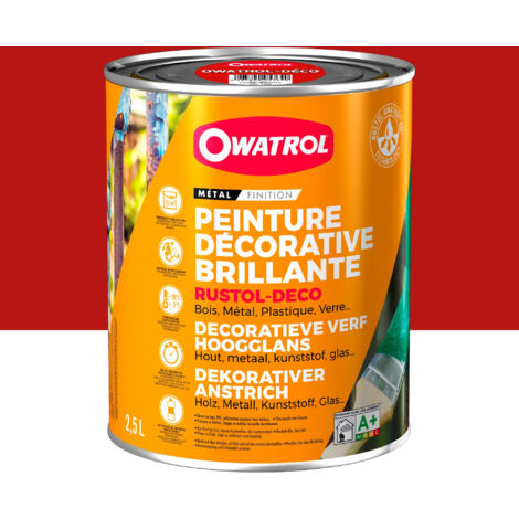 Peinture décorative antirouille Rustol Deco RAL 3001 Rouge de sécurité brillant 2,5L OWATROL (1/3)