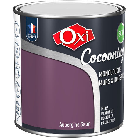 Peinture d'intérieur monocouche pour murs & boiseries OXI COCOONING MURS & BOISERIES SATIN Aubergine (ox223) 0.5 litre (1/2)