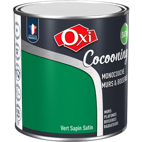 Peinture d'intérieur monocouche pour murs & boiseries OXI COCOONING MURS & BOISERIES SATIN Vert sapin (ox215) 0.5 litre (1/2)