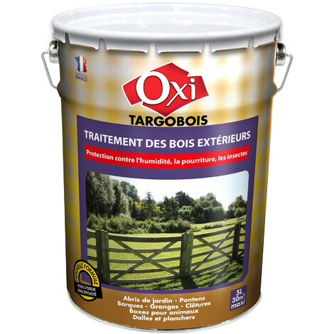Protection bois extérieur Targobois 5L – Imprégnation imperméabilisante pour bois exposés – Anti-humidité et insectes xylophages – OXI