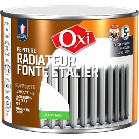 Peinture pour radiateur blanc satin 1.5 litres – Monocouche antirouille – Application directe sans sous-couche – Rendement 10m²/l – OXI