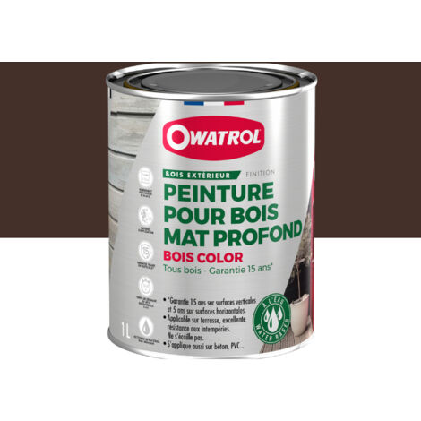 Peinture pour bois extérieur opaque - Finition Mate Owatrol BOIS COLOR Brun Normand (RAL 8017) 1 litre