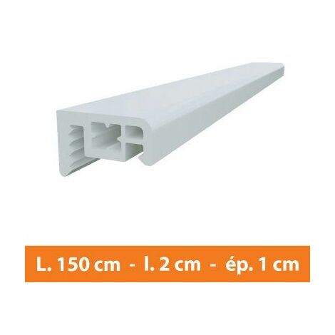 Couvre joint PVC Blanc - L.150 x l.2 x ép.1 cm - Blanc