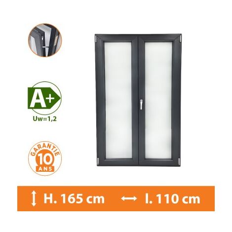 Fenêtre 2 Vantaux Gris - H.165 x l.110 cm (1/4)