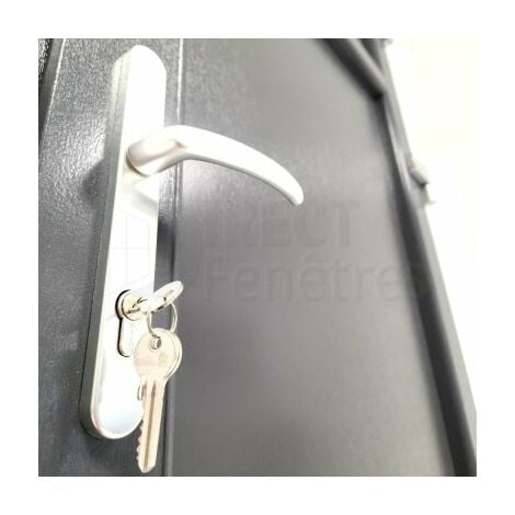 Porte de service 1/4 vitrée - Gris - Tirant Droit - H.205 x l.80 cm
