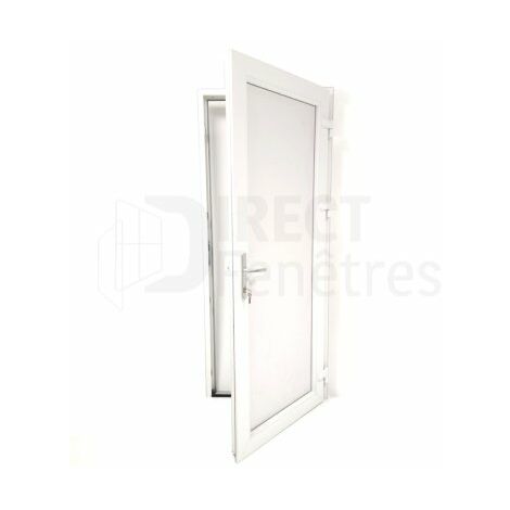 Porte de service pleine - Blanc - Tirant Droit - H.215 x l.80 cm