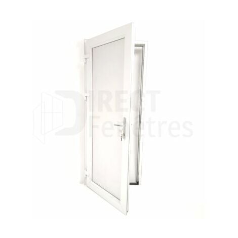 Porte de service pleine - Blanc - Tirant Gauche - H.215 x l.80 cm